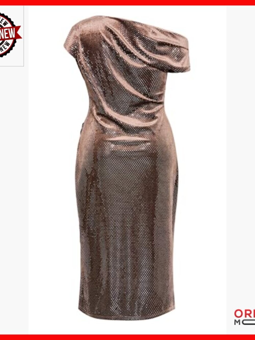 Plus Size Off-Shoulder Midi Dress with Faux Wrap Skirt - Stretch Fabric - Picture 5 of 5